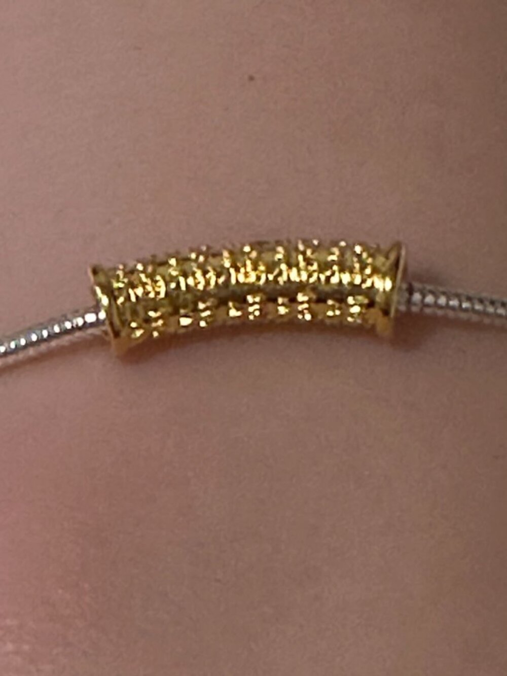 925 Sterling Silver Add-a-Bead Chain with 18k Solid Gold Tube Accent, Customize - Picture 4 of 9
